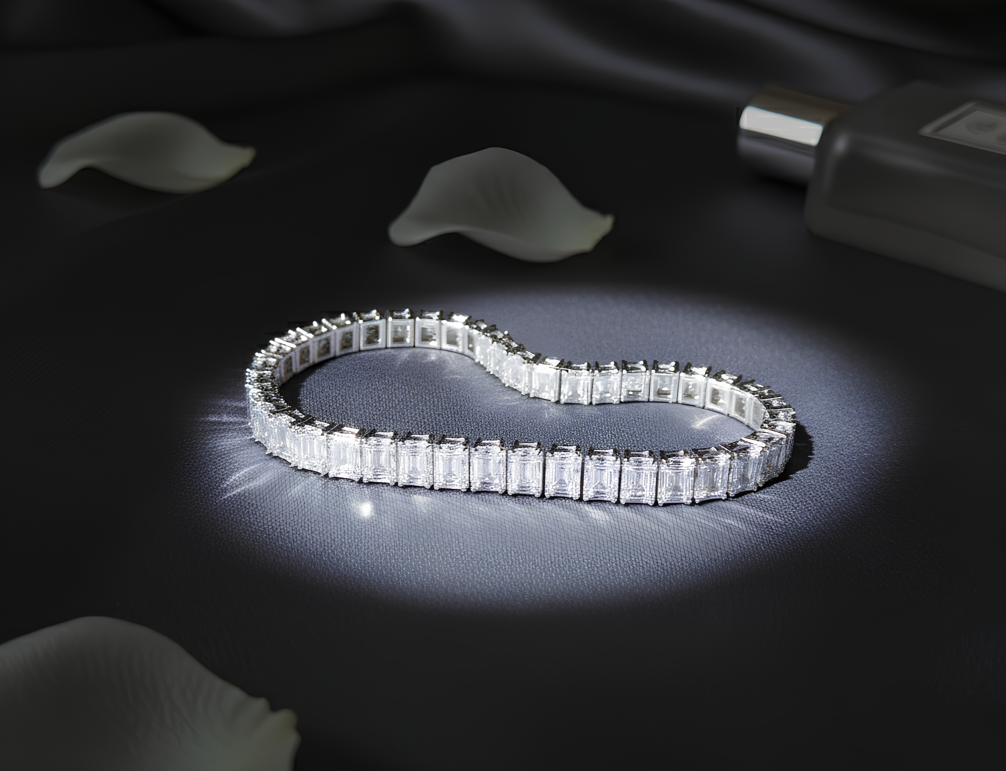 An eternal classic, the Vienna Tennis Bracelet is a masterpiece of sophistication. Each hand-set, emerald-cut stone is precisely aligned to create an unbroken river of light around the wrist. With its flawless symmetry and remarkable brilliance, this bracelet is more than jewelry – it’s an heirloom-worthy statement of elegance, crafted for the woman who commands every room she enters.