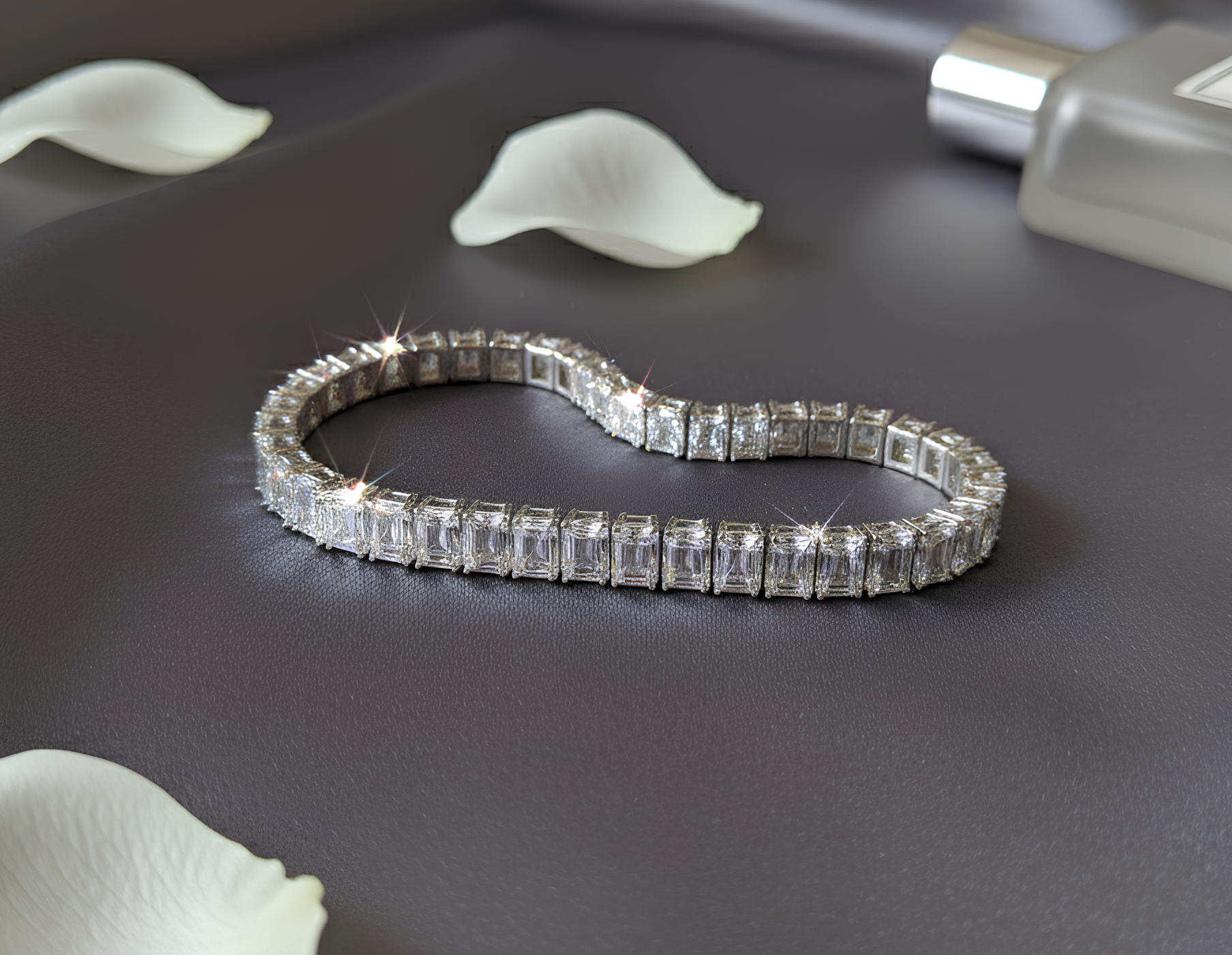 An eternal classic, the Vienna Tennis Bracelet is a masterpiece of sophistication. Each hand-set, emerald-cut stone is precisely aligned to create an unbroken river of light around the wrist. With its flawless symmetry and remarkable brilliance, this bracelet is more than jewelry – it’s an heirloom-worthy statement of elegance, crafted for the woman who commands every room she enters.