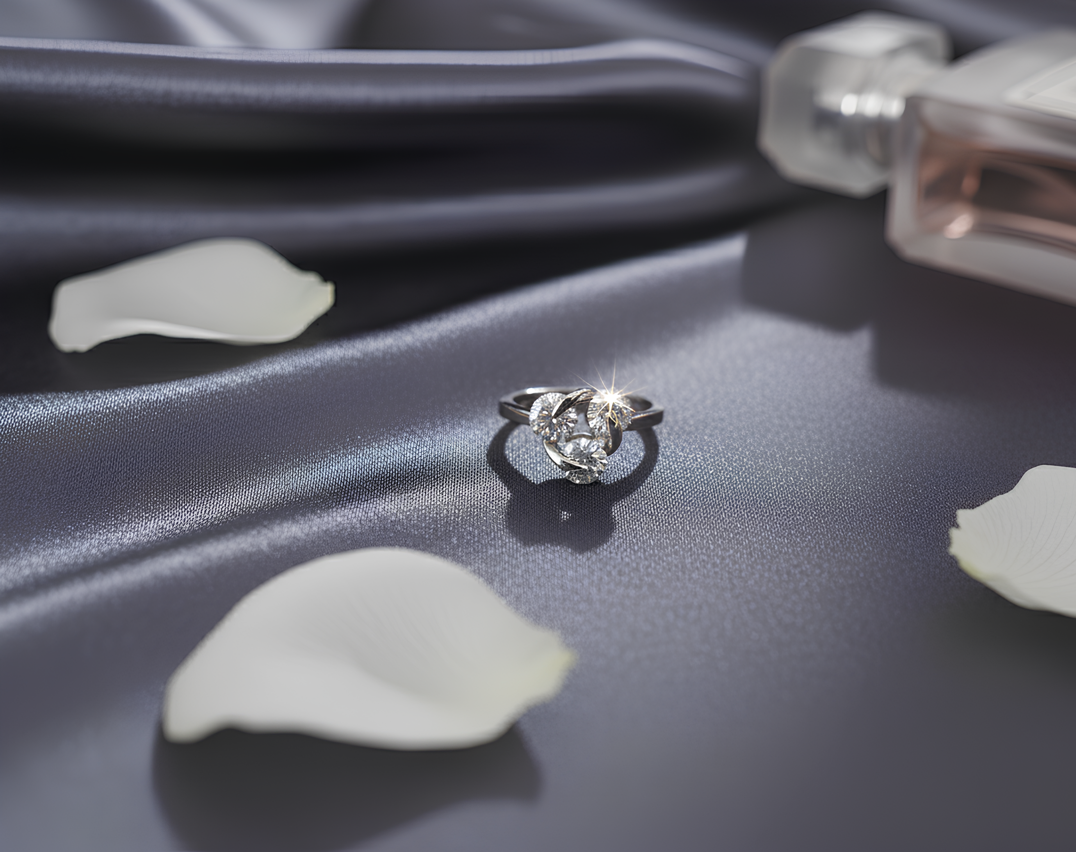 A dazzling ode to Indian poetry and elegance, the Gulnaar Silver Ring features three brilliant zirconia stones set in a graceful silver frame, resembling delicate blossoms. Perfect for romantic evenings and celebrations.