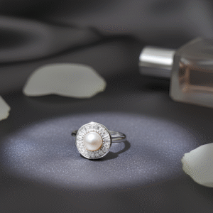 Selene Ring captures the mystique of moonlight — a glowing pearl embraced by a halo of shimmering stones.