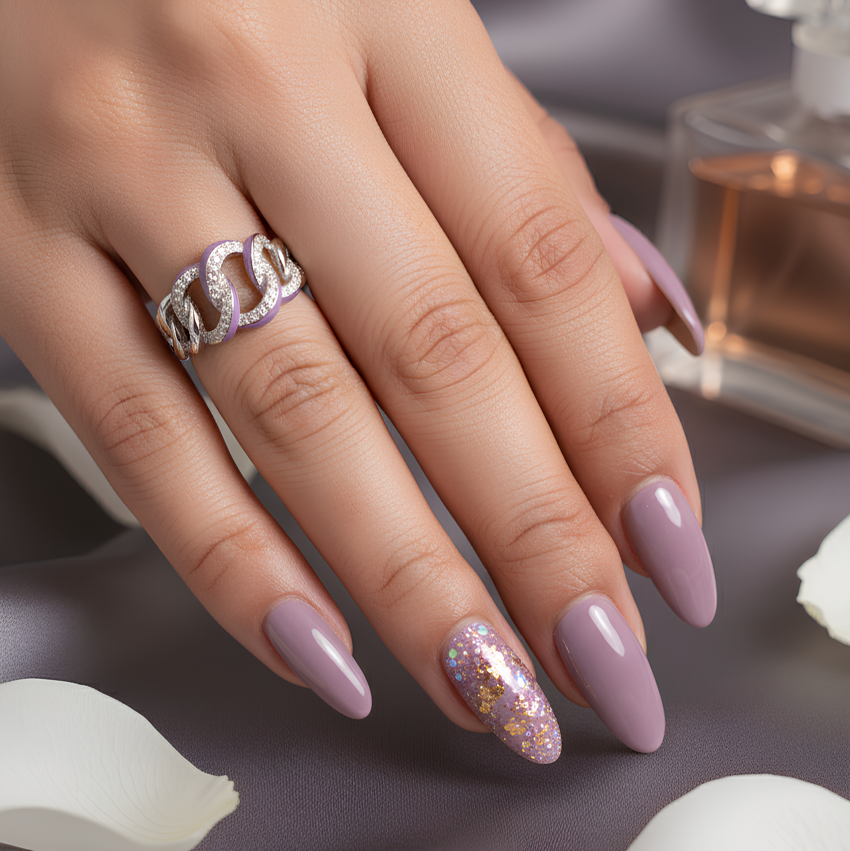 Lavender Swirl silver ring by silsilay